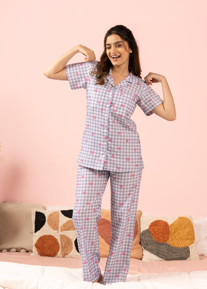 Gingham Bloom Braless PJ Set House of Comfort
