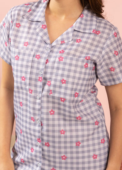 Gingham Bloom Braless PJ Set House of Comfort