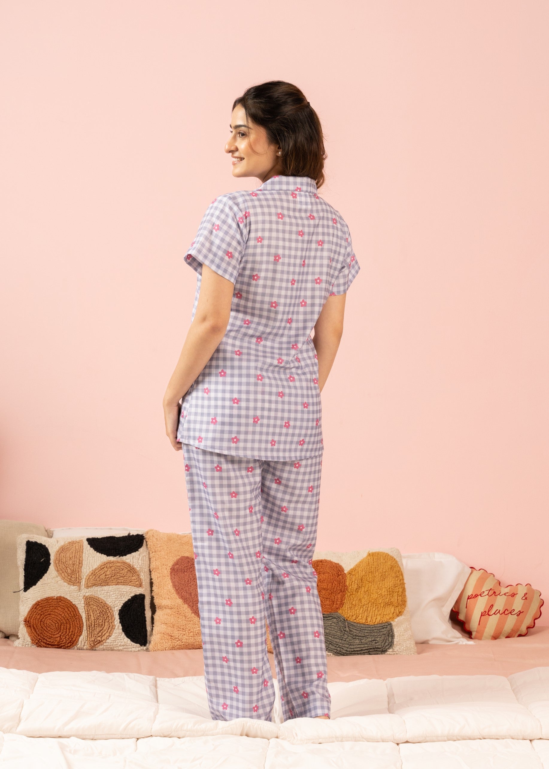 Gingham Bloom Braless PJ Set House of Comfort
