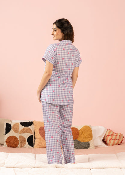 Gingham Bloom Braless PJ Set House of Comfort