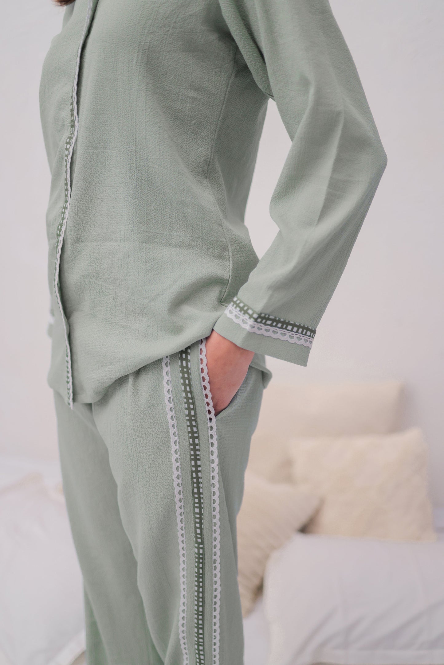 Green Textured PJ Set House of Comfort