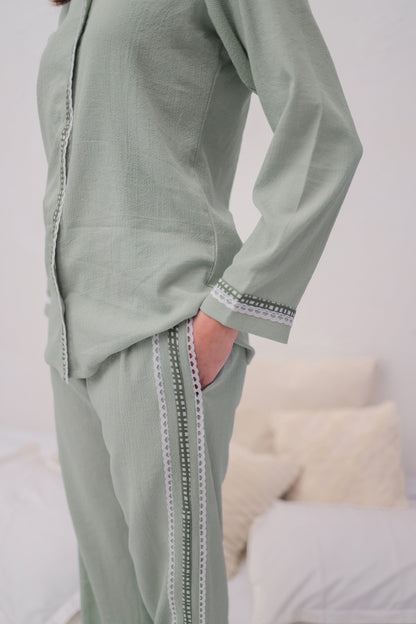 Green Textured PJ Set House of Comfort