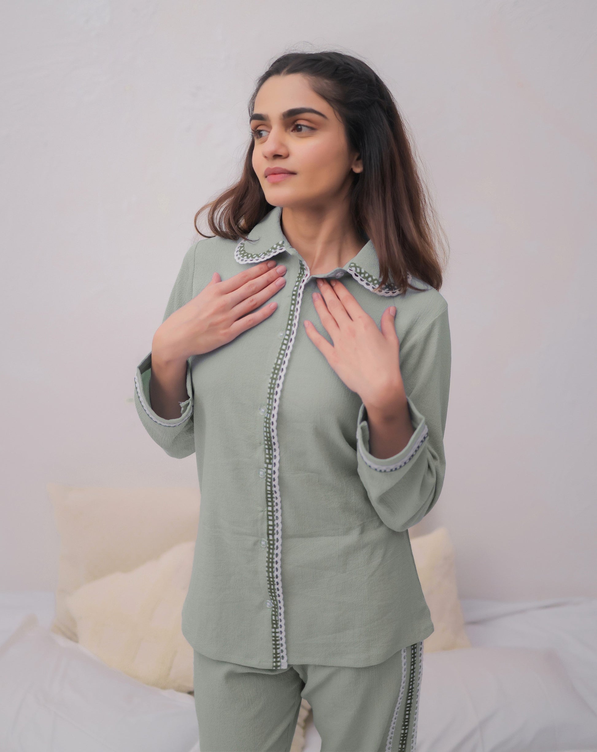 Green Textured PJ Set House of Comfort