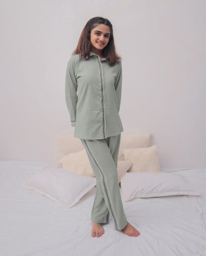 Green Textured PJ Set House of Comfort