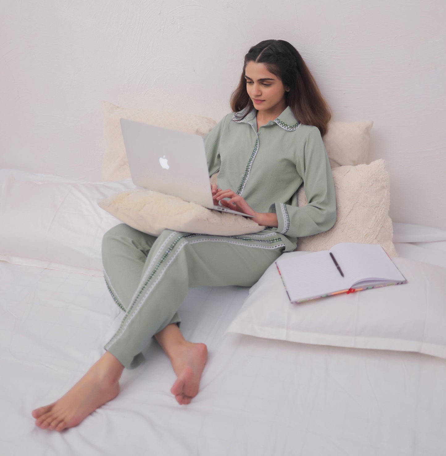 Green Textured PJ Set House of Comfort