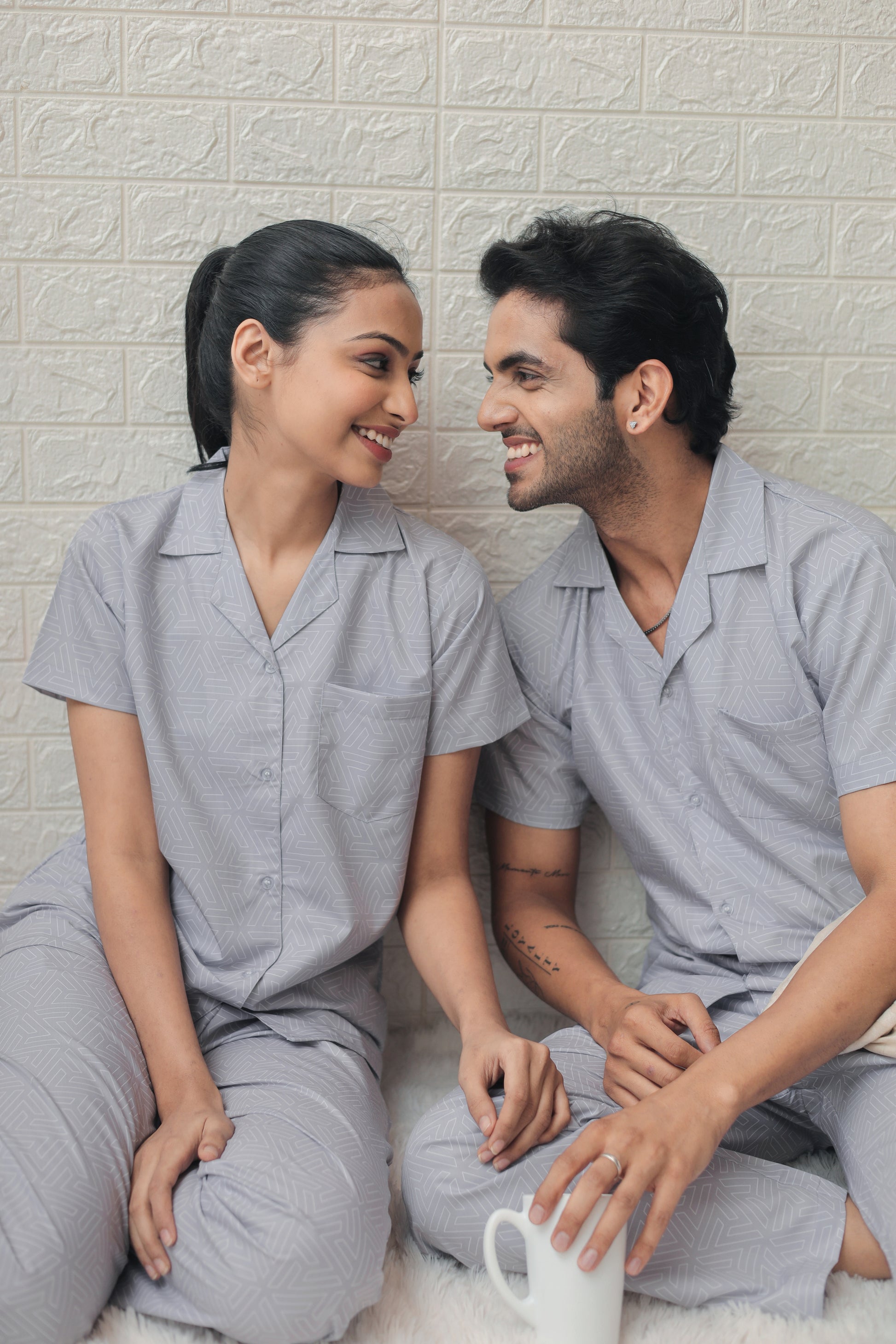 Lovers in Grey Couple PJ Set-Male-Female thehouseofcomfort