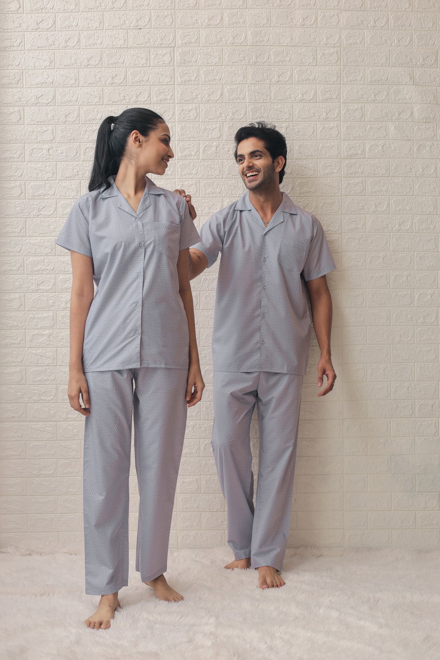 Lovers in Grey Couple PJ Set-Male-Female thehouseofcomfort