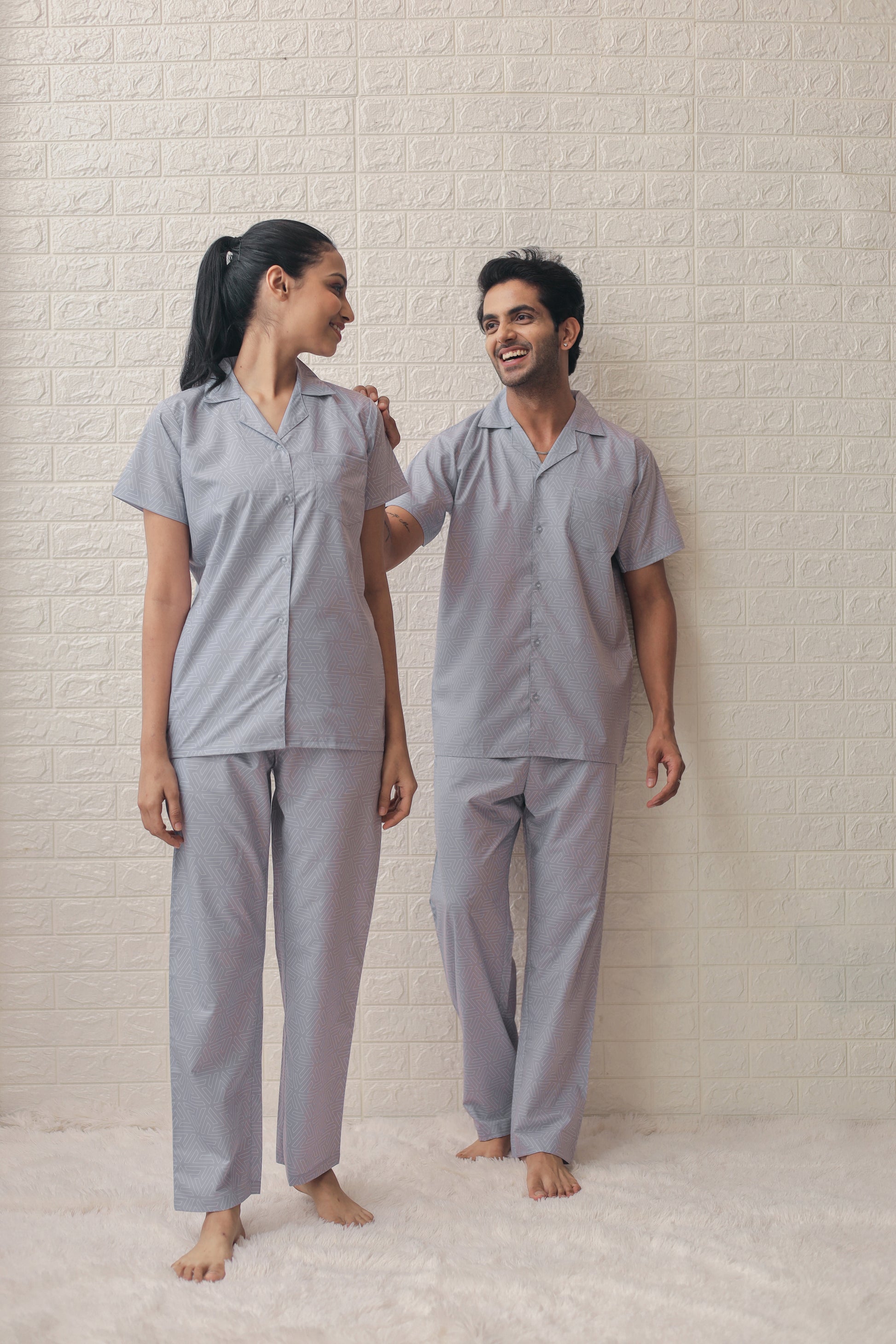 Lovers in Grey Couple PJ Set-Male-Female thehouseofcomfort
