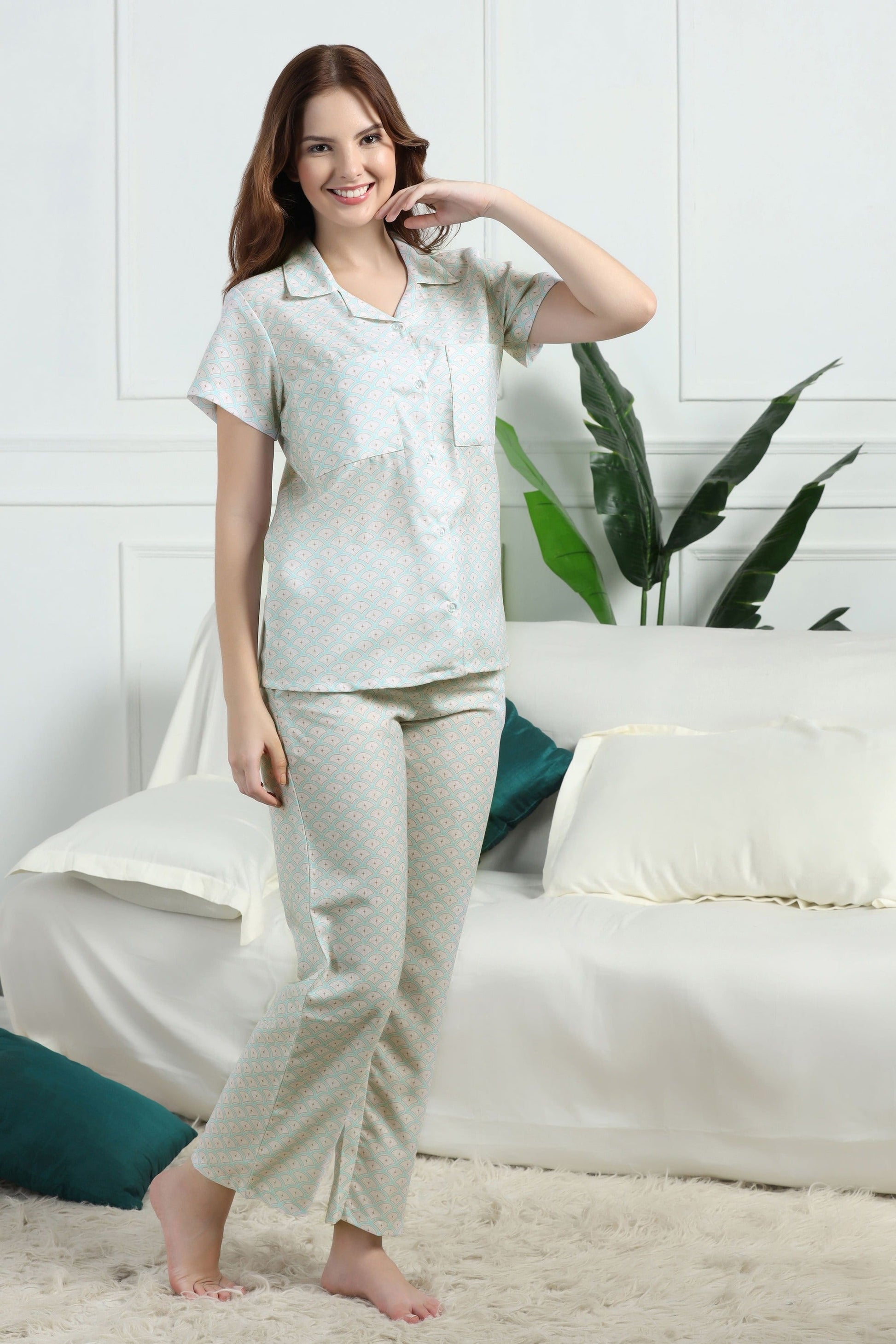 Mint Mirage Braless PJ Set House of Comfort