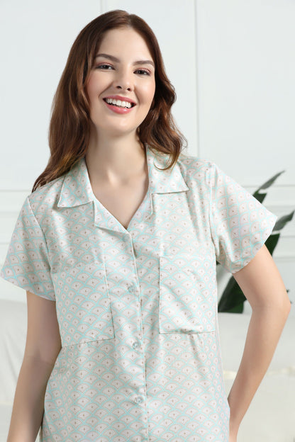 Mint Mirage Braless PJ Set House of Comfort