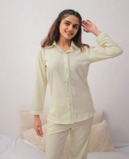 Lime Textured PJ Set House of Comfort