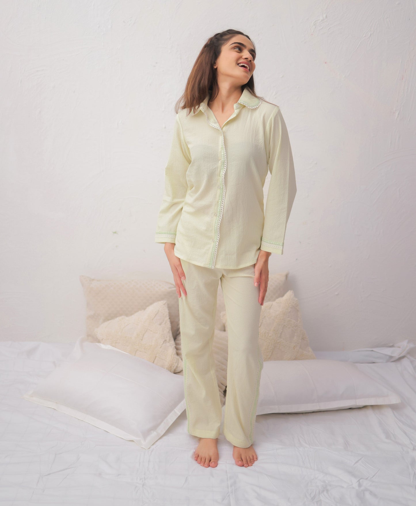Lime Textured PJ Set House of Comfort