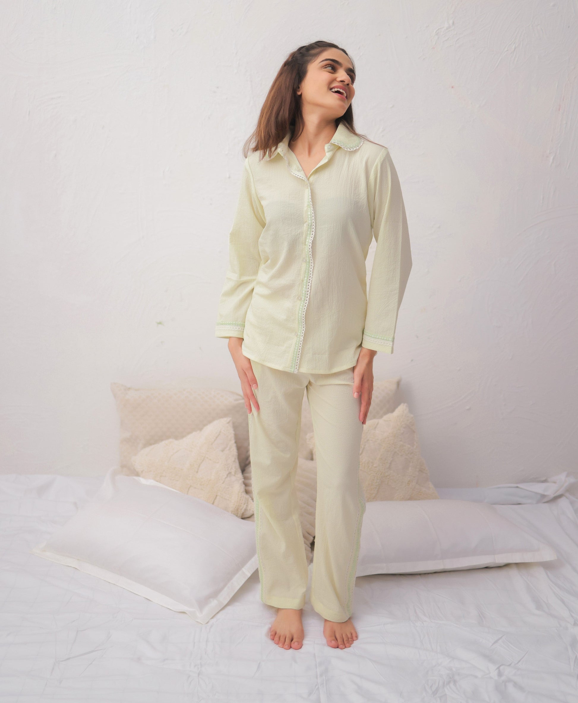 Lime Textured PJ Set House of Comfort