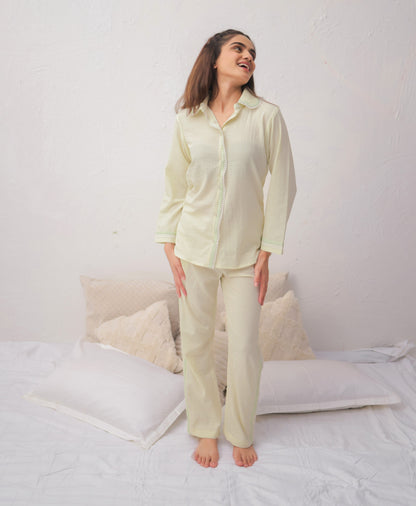 Lime Textured PJ Set House of Comfort