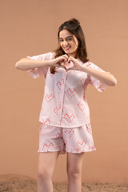 Love All Over Shorts Set House of Comfort