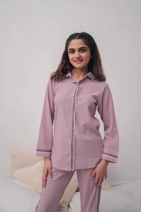 Mauve Textured PJ Set House of Comfort
