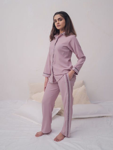 Mauve Textured PJ Set House of Comfort