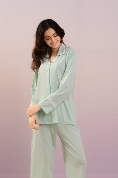 Mint Green Lycra PJ Set House of Comfort