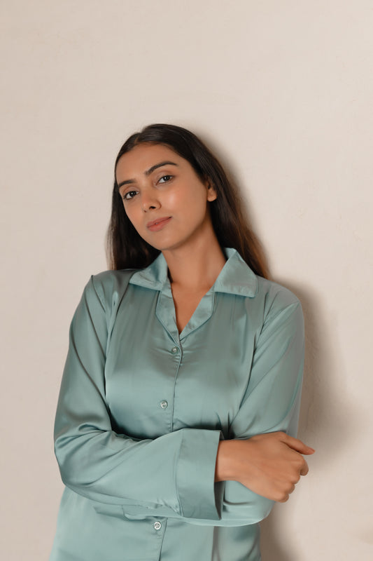 Mint Leaf Luxe Satin PJ Set House of Comfort