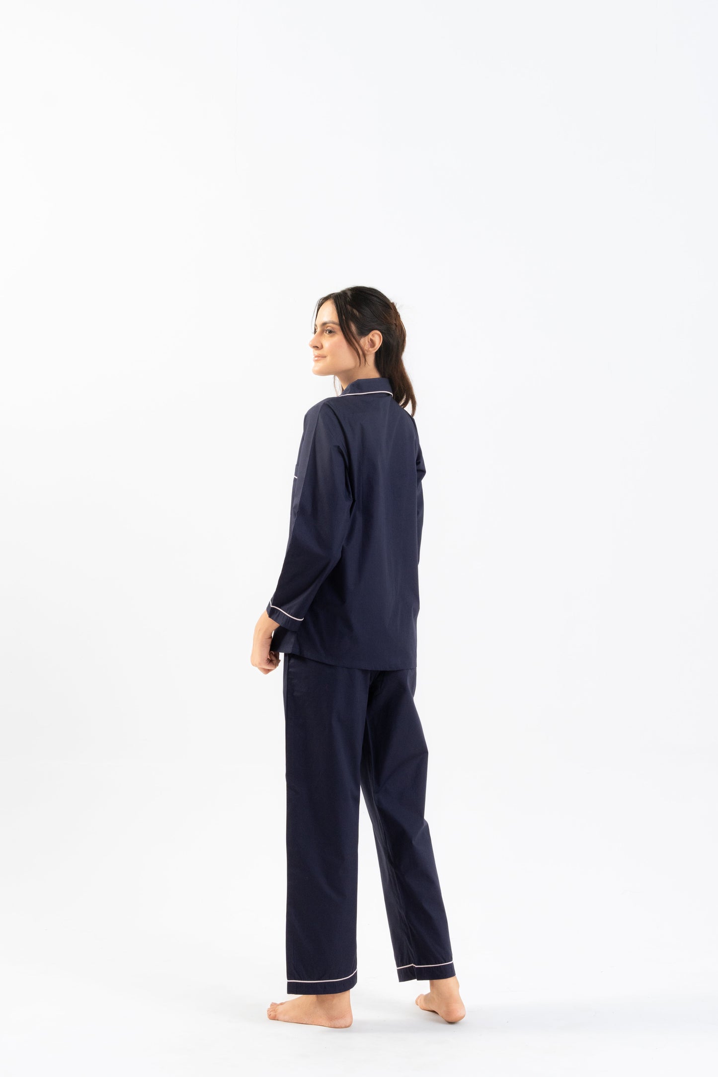 Navy Blue Cotton PJ Set - Female House of Comfort