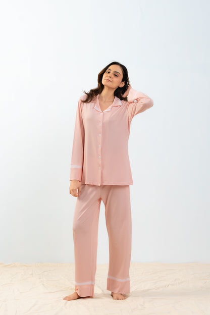 Peach Pink Lycra PJ Set House of Comfort