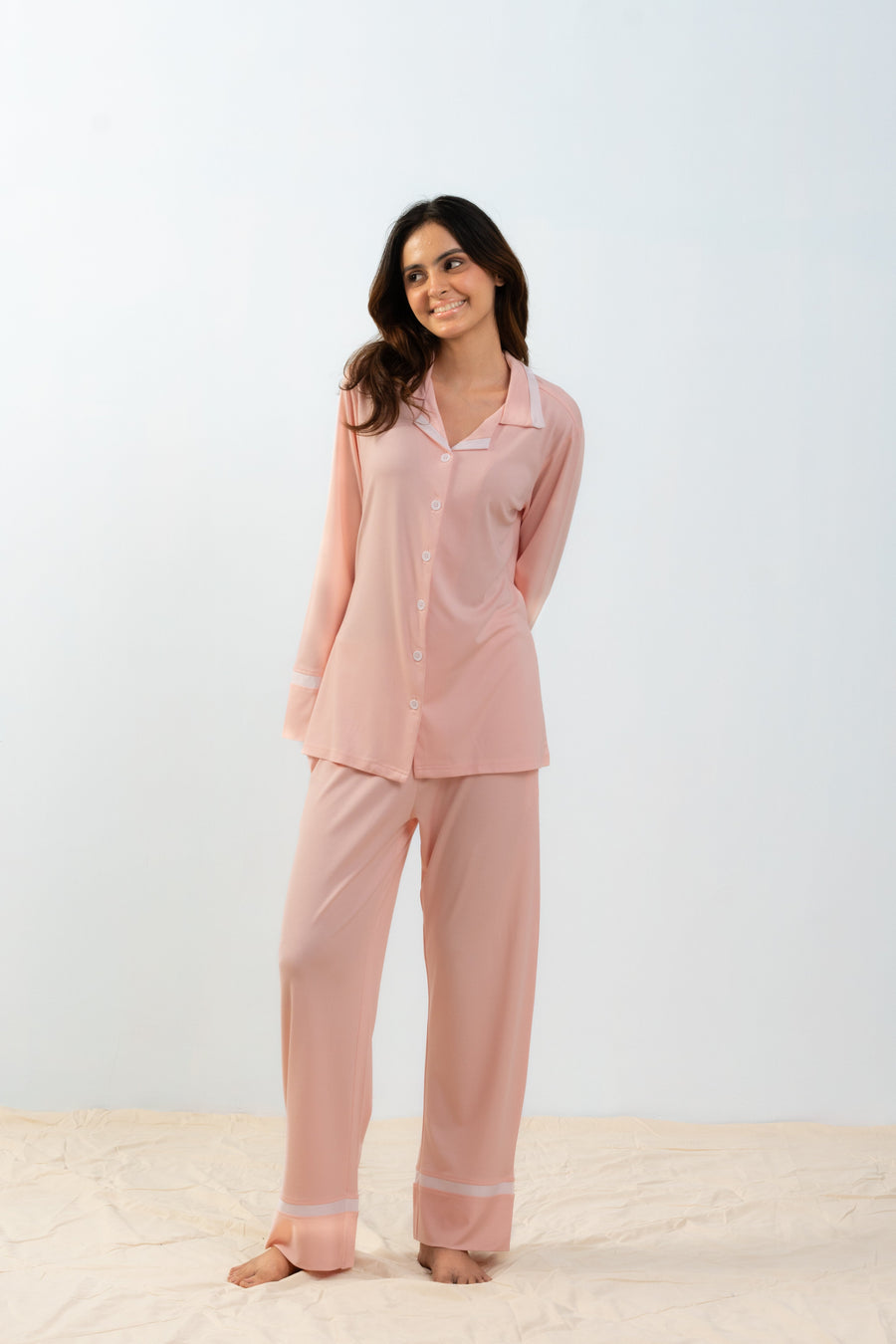 Peach Pink Lycra PJ Set House of Comfort