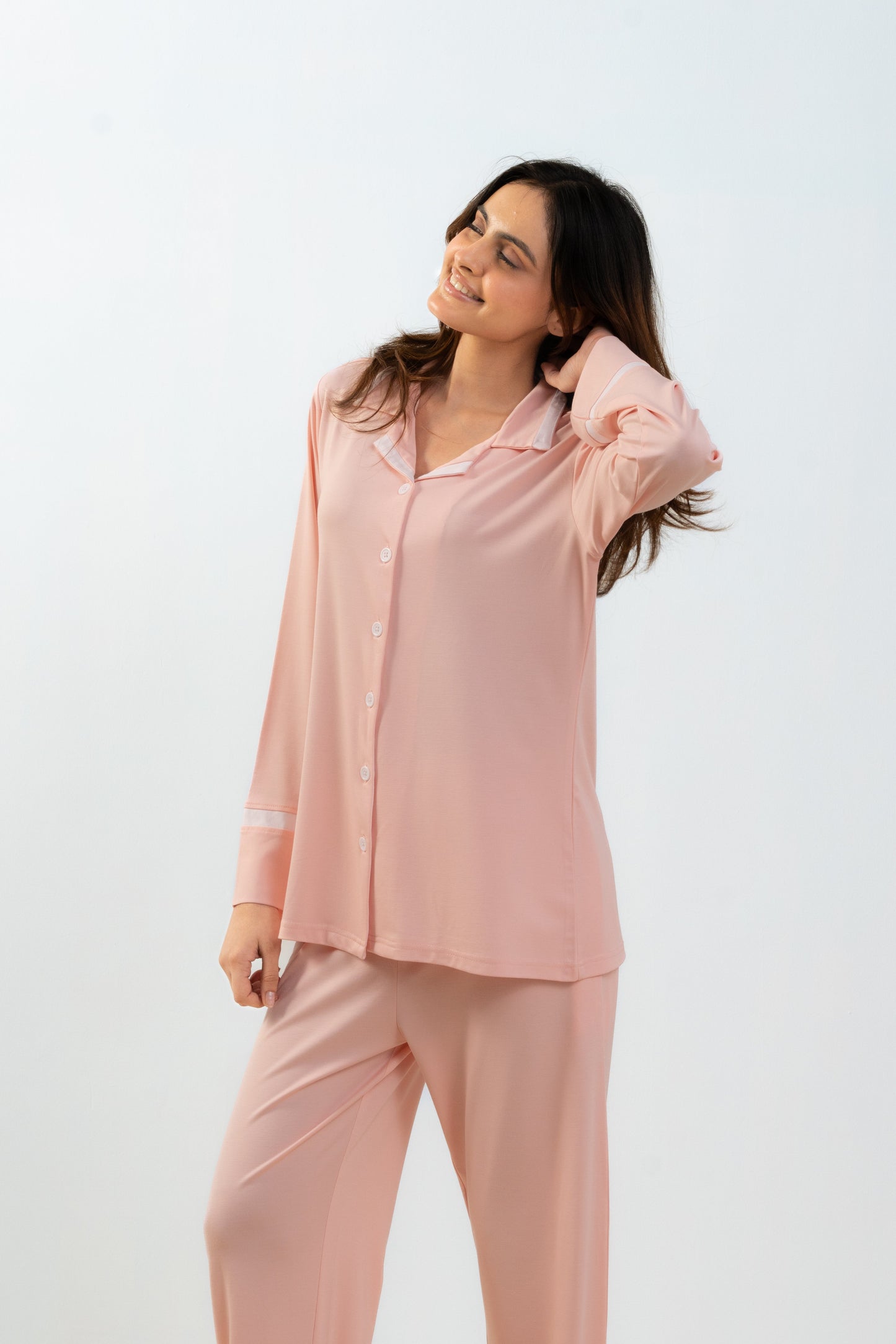 Peach Pink Lycra PJ Set House of Comfort