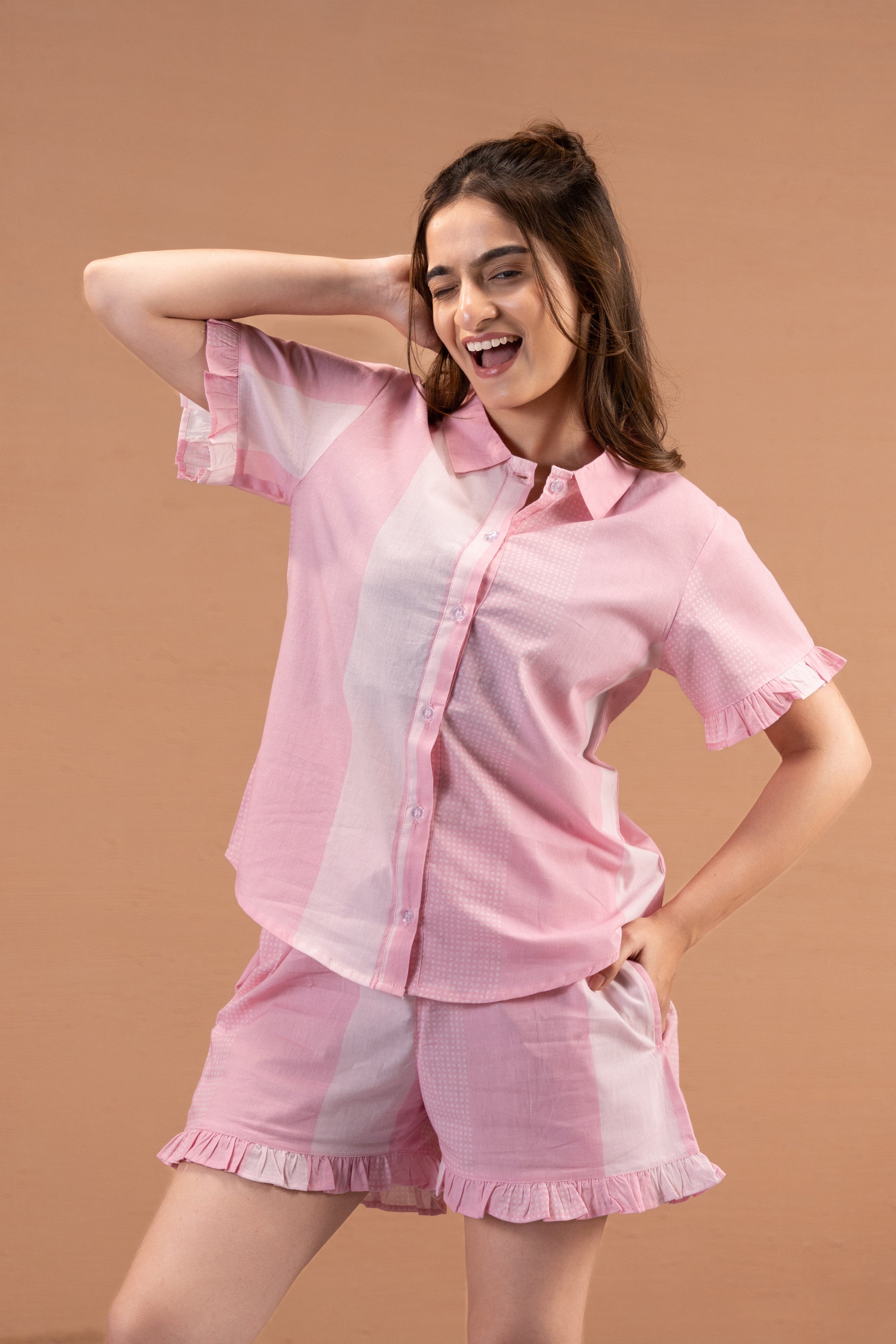 Pink Sprinkle Stripe Shorts Set House of Comfort