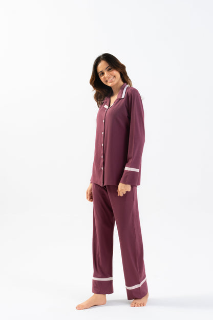 Plum Lycra PJ Set House of Comfort