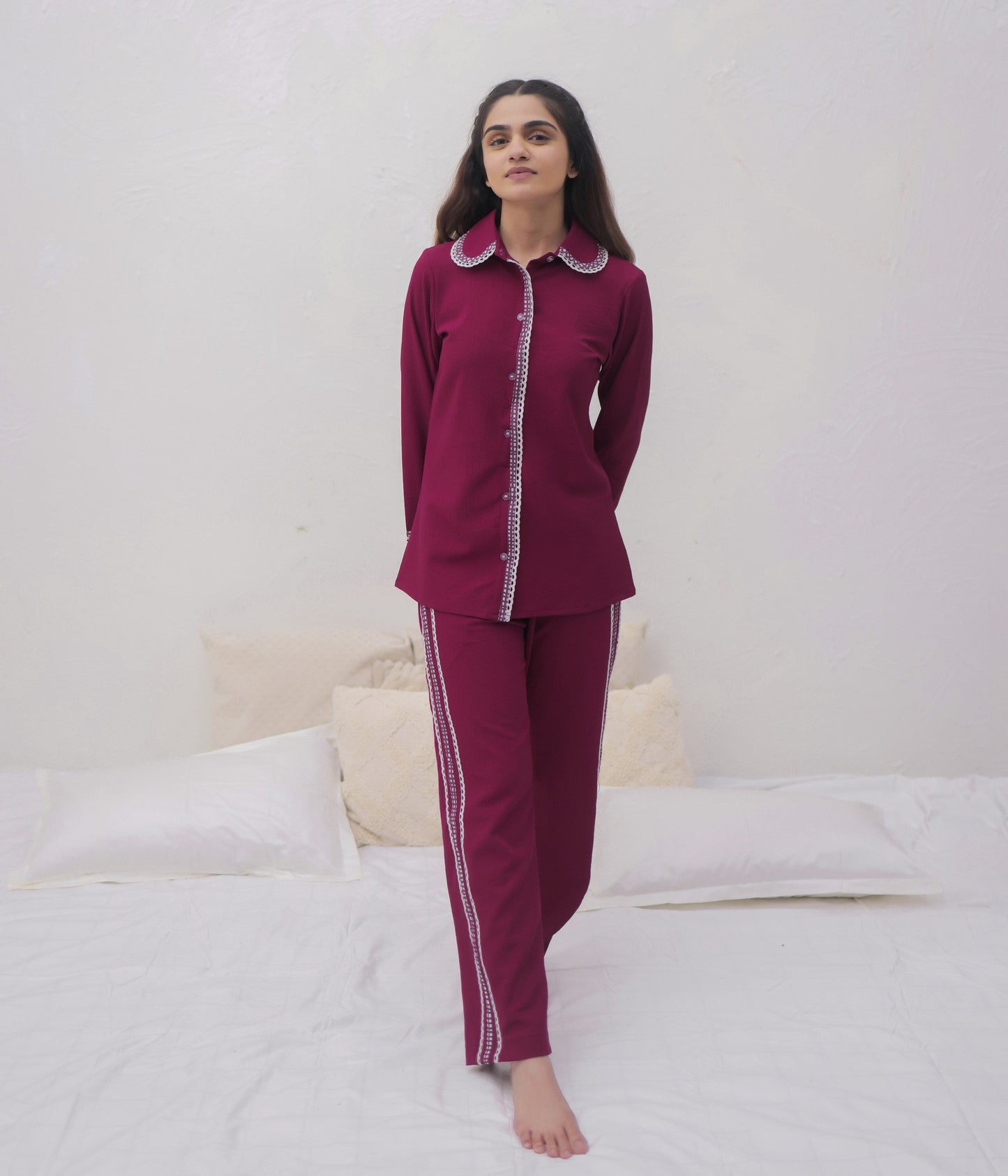 Plum Textured PJ Set House of Comfort