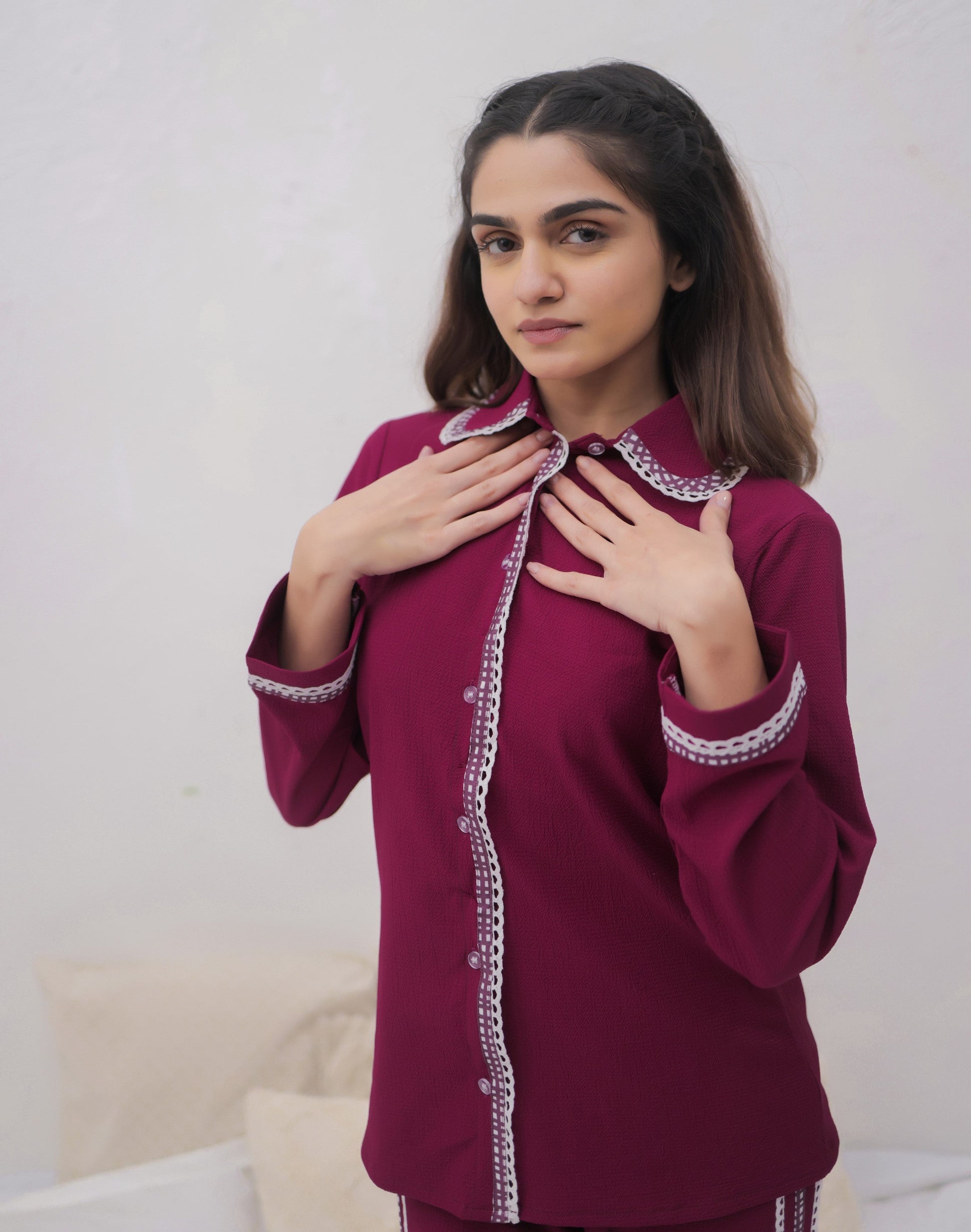 Plum Textured PJ Set House of Comfort