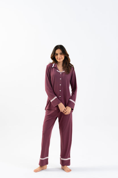Plum Lycra PJ Set House of Comfort