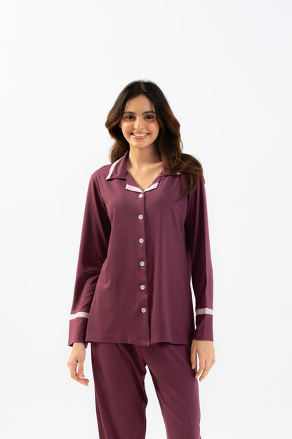 Plum Lycra PJ Set House of Comfort