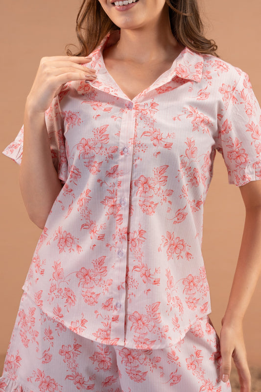 Red Blossom Shorts Set House of Comfort
