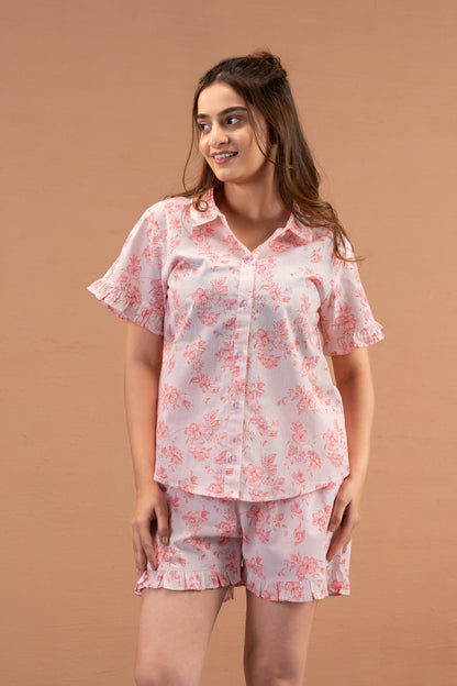 Red Blossom Shorts Set House of Comfort