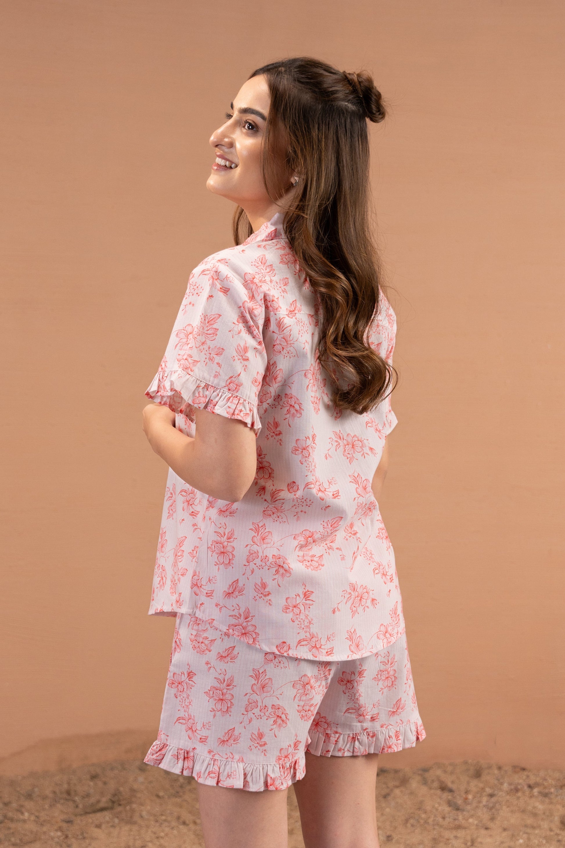Red Blossom Shorts Set House of Comfort