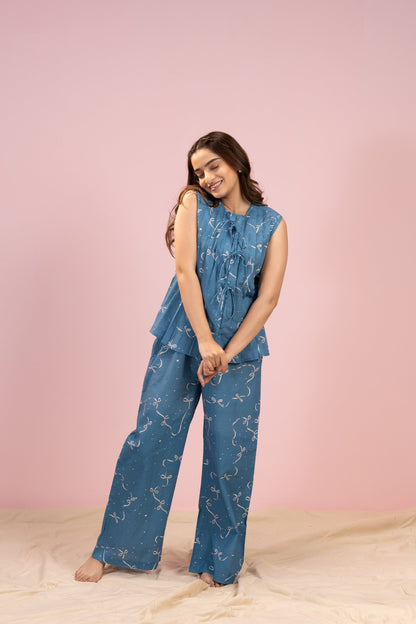 Ribbon Blue PJ Set House of Comfort