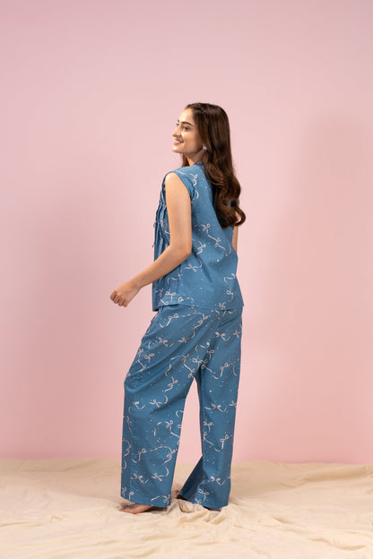 Ribbon Blue PJ Set House of Comfort