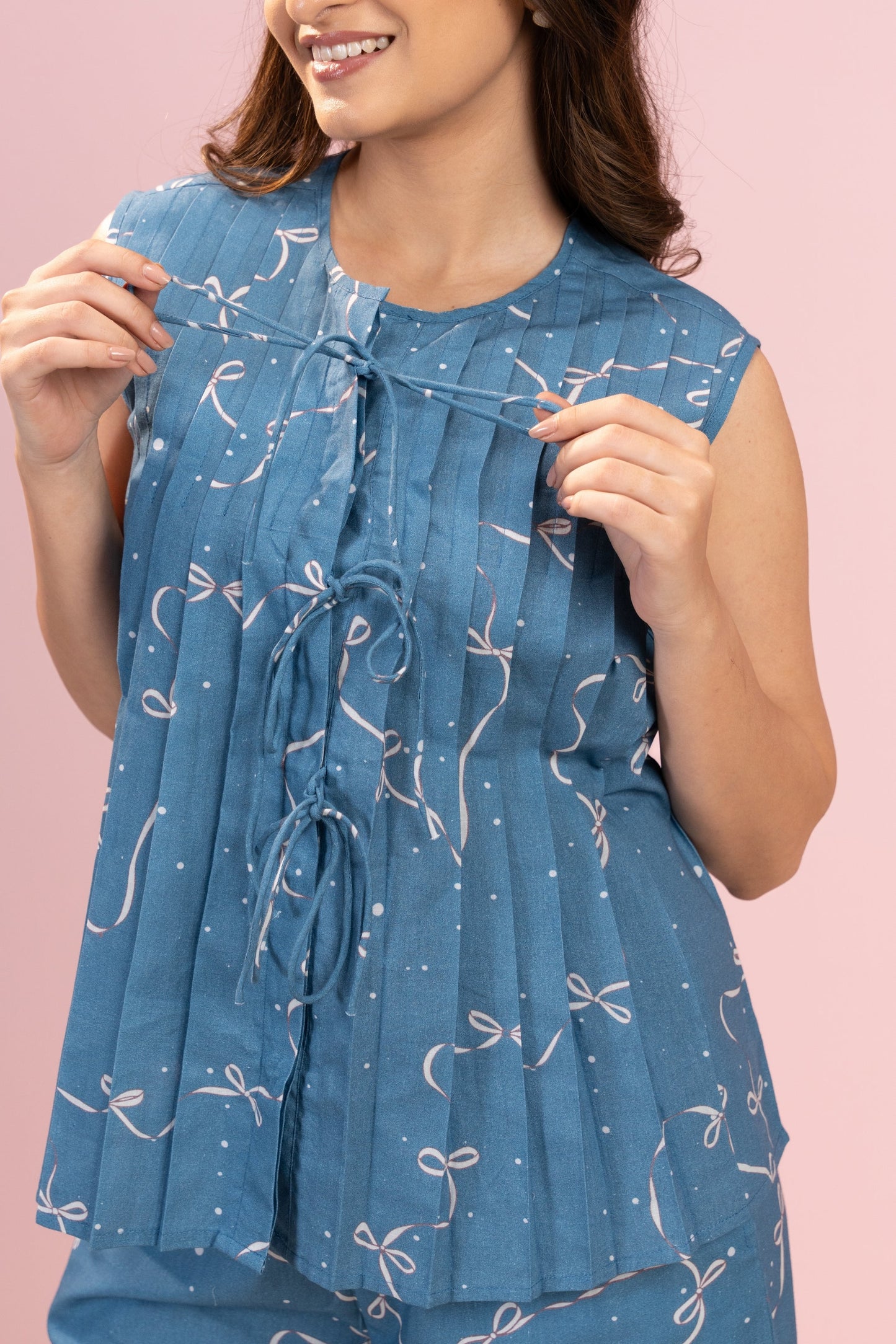 Ribbon Blue PJ Set House of Comfort