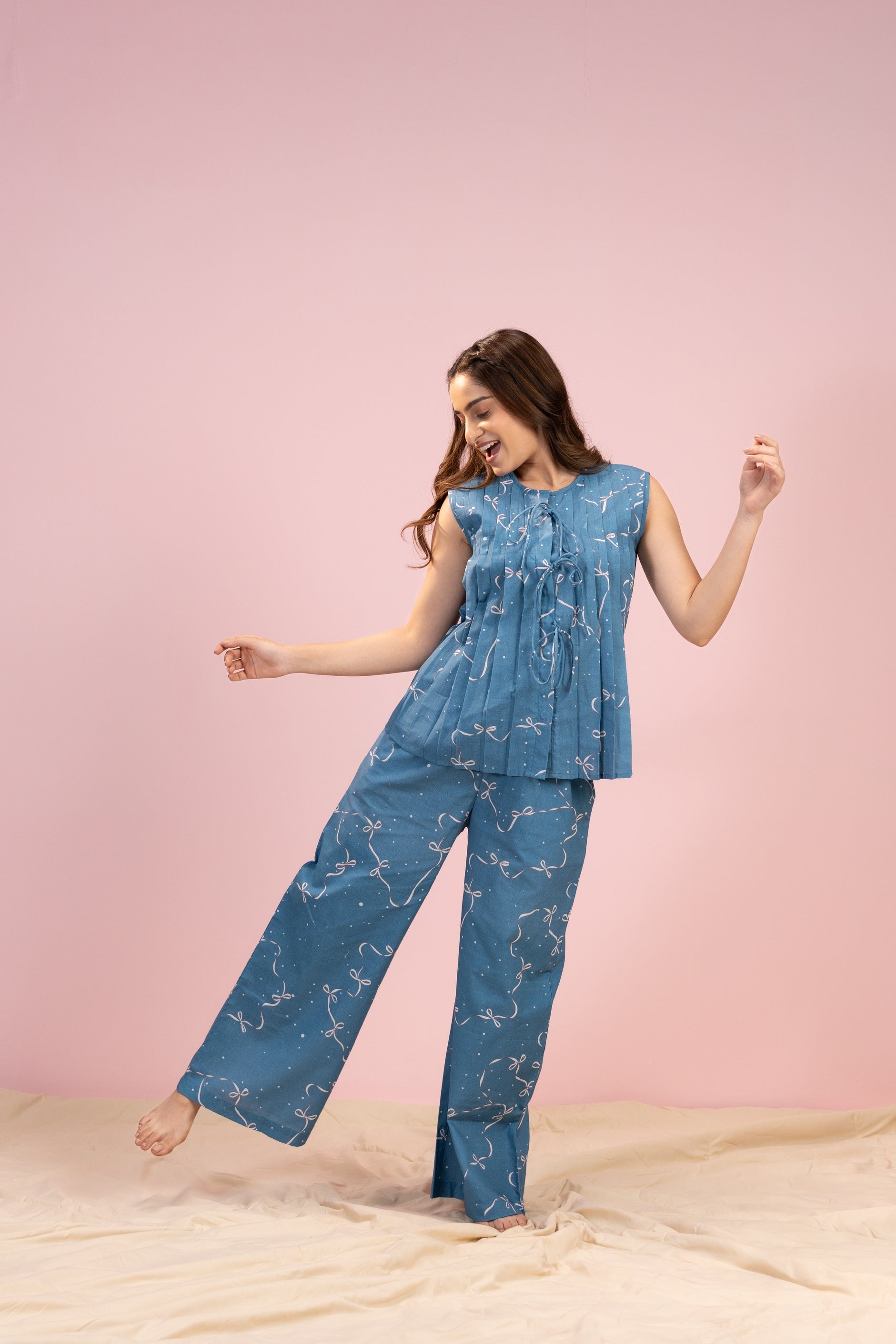 Ribbon Blue PJ Set House of Comfort