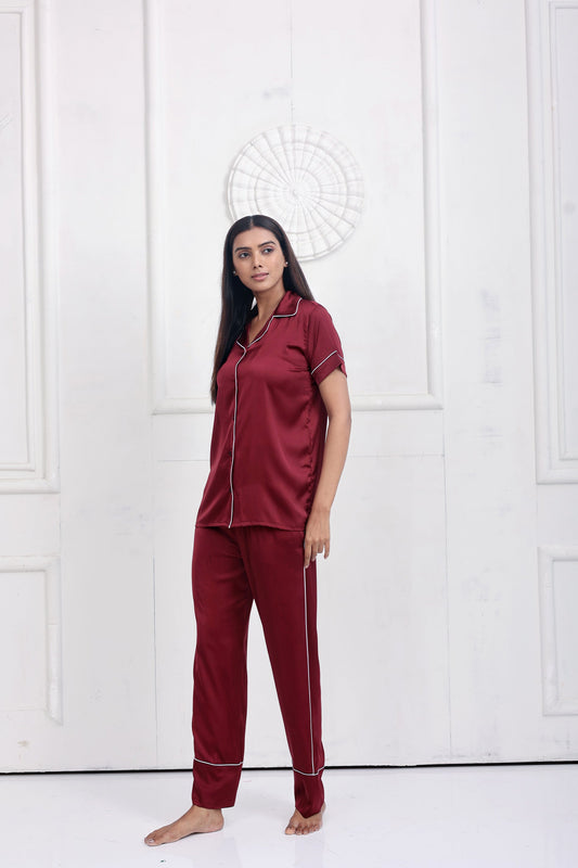 Rubby Red Luxe Satin PJ Set House of Comfort