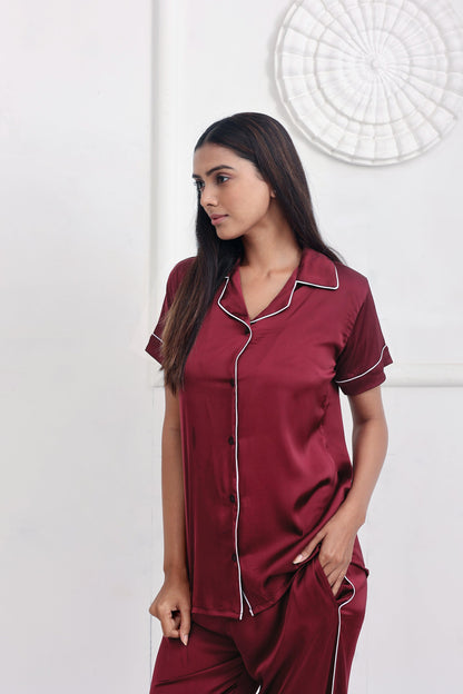 Rubby Red Luxe Satin PJ Set House of Comfort