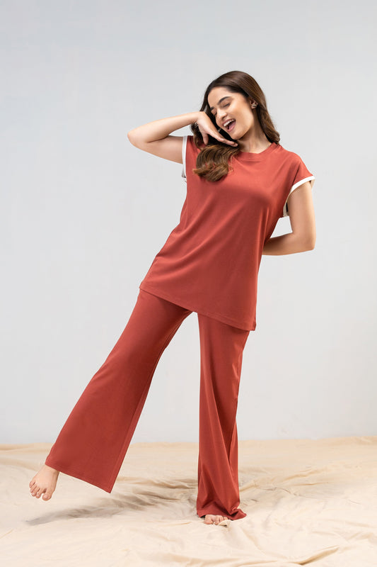 Rust Lycra PJ Set House of Comfort