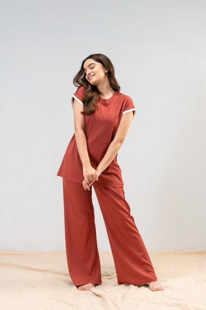 Rust Lycra PJ Set House of Comfort