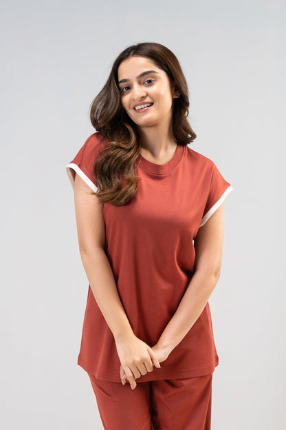 Rust Lycra PJ Set House of Comfort