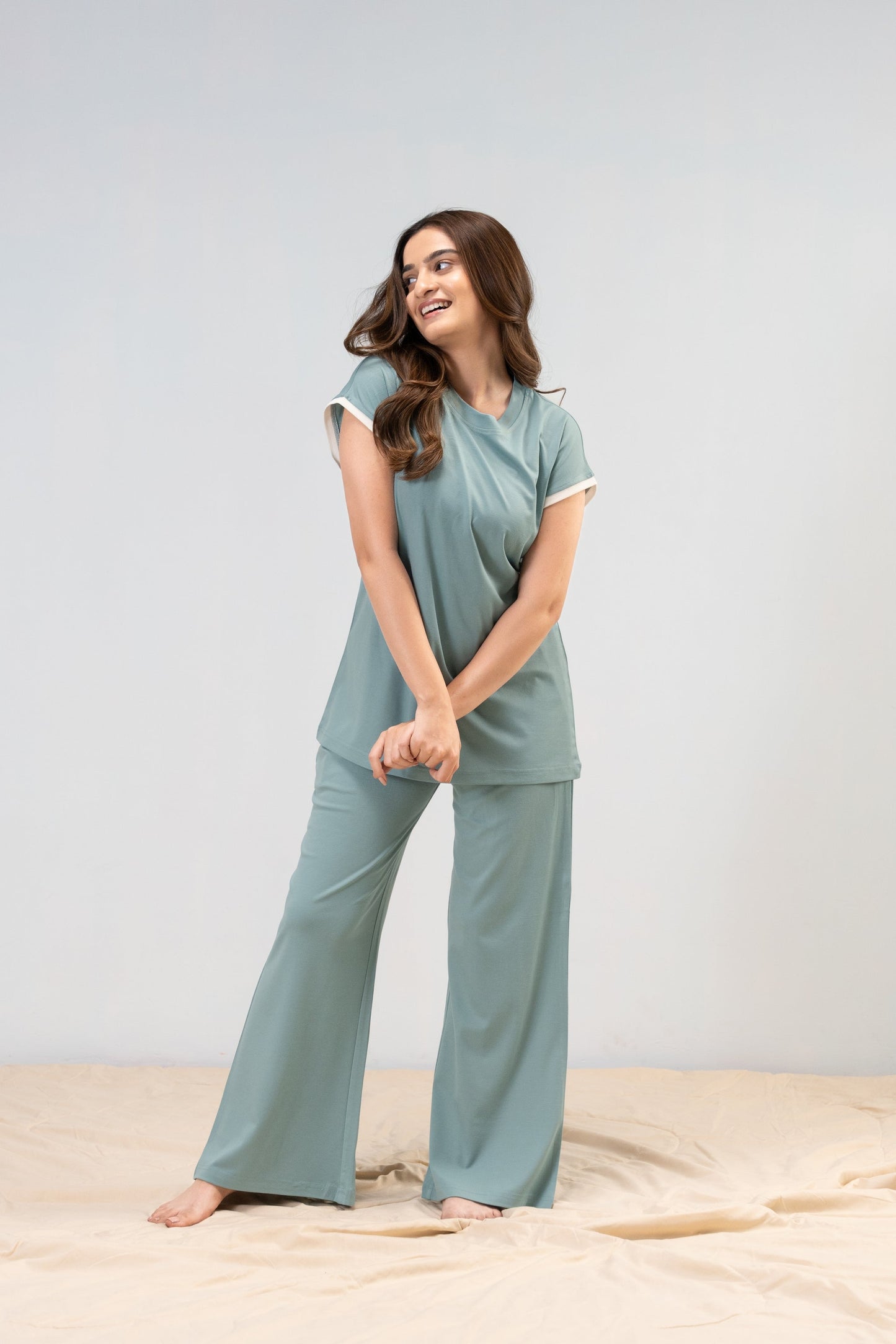 Sage Green Lycra PJ Set House of Comfort