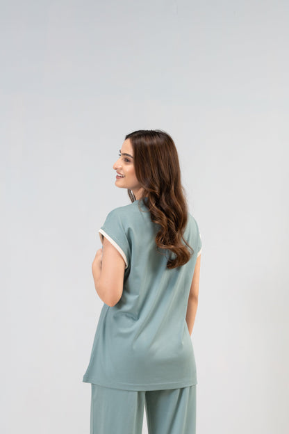 Sage Green Lycra PJ Set House of Comfort