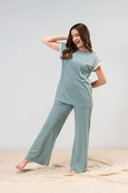 Sage Green Lycra PJ Set House of Comfort