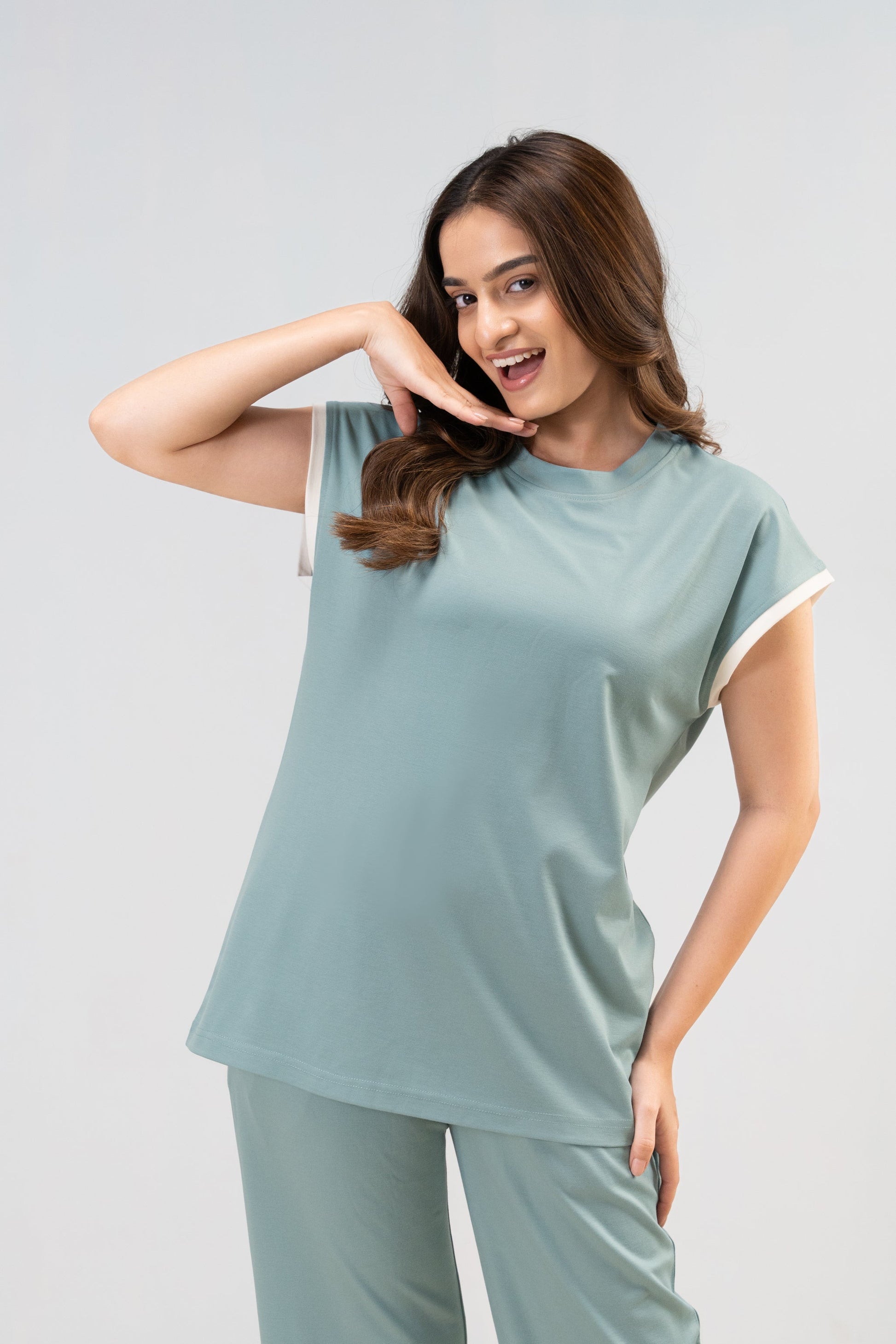 Sage Green Lycra PJ Set House of Comfort