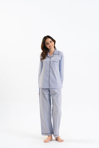 Light Blue Cotton PJ Set - Female House of Comfort